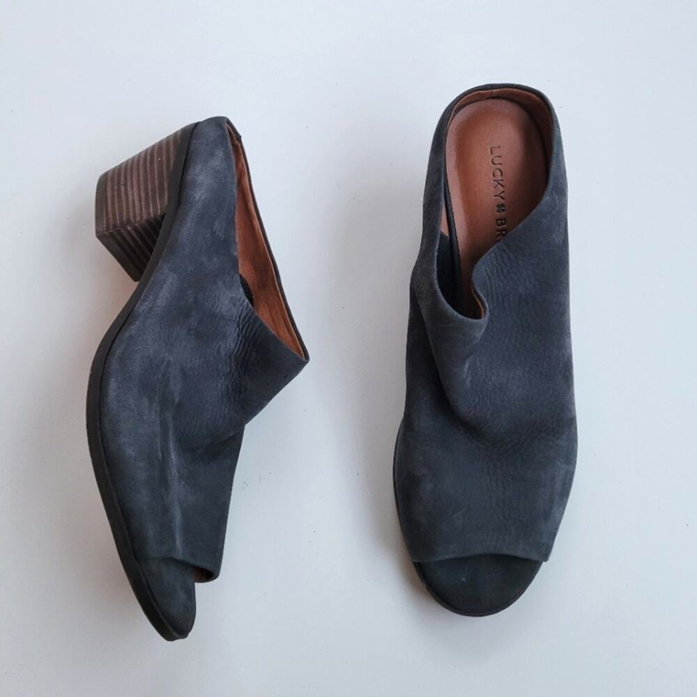 Lucky Brand Benah Block Heel Nubuck Mule 8.5 - Picture 2 of 8